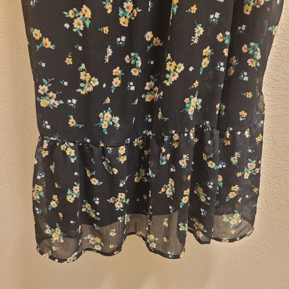 Walmart No Boundaries Size 2X Black Floral Midi Dress - Picture 5 of 9